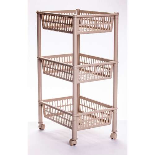 Praktikus 3 Polcos Gurulós Tároló - Bézs Műanyag