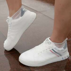 Waterproof shoe covers for women, size 35-39, white, worn on white shoes - Shoe cover