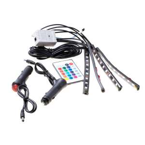 LED-Innenbeleuchtungskit für Autos, enthält 4 LED-Streifen, Fernbedienung und Autoladegerät - Nonbrand LED-Streifen