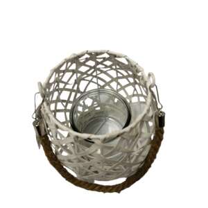 Mécsestartó, kötél füllel (fehér) (KKS) 36000817 - Mécsestartó