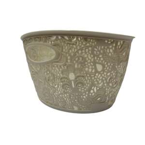 Kosár csipke hatású műanyag szürke