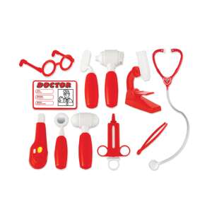 Pilsan doctor set toy tools, 11 pieces, includes stethoscope, otoscope, syringe, tweezers, thermometer, and more - Doctor Playset