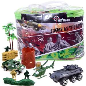 Large set of plastic army men, tanks, vehicles, and accessories for kids, including soldiers, helicopters, jeeps, and more - Figure