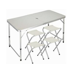Turista összecsukható kempingasztal szett 4 székkel, nyitott nézet - Kempingasztal