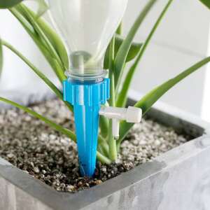 Blue self watering spike for plants, drip irrigation system for indoor and outdoor plants, automatic watering device, plant care, water saving - Irrigation
