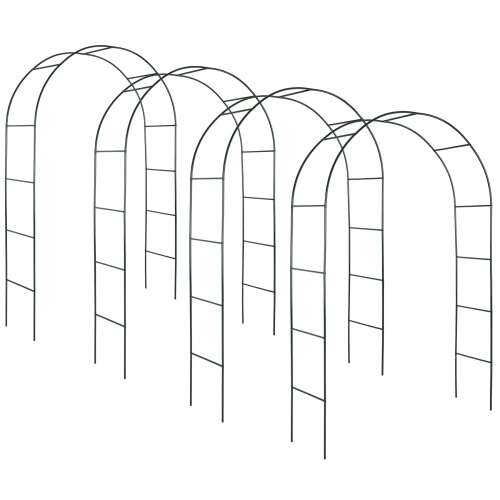 4 db fém kertkapu mászó növényekhez, rózsa boltív, rács, támaszték, 240cm magas, 140cm széles