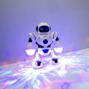 Táncoló, zenélő világító Robot karjában LED lámpákkal, forgó fénysugarakkal HT-01 (BBJ), Fehér 47360085 Interaktív gyerek játékok - Robot