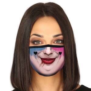 Harley Quinn 3-lagiger waschbarer Mundschutz mit einem farbenfrohen Design von Harley Quinns Gesicht. Kein medizinisches Gerät oder PSA. - Erste Hilfe