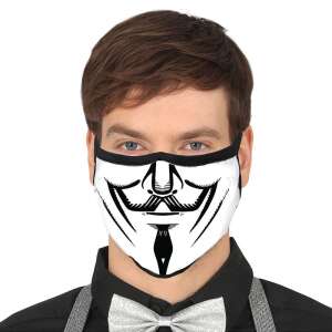 Guy Fawkes 3-lagige waschbare Gesichtsmaske mit einem schwarz-weißen Design - Mundschutz