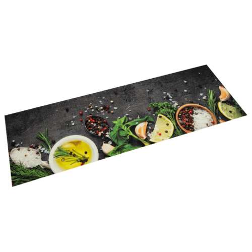 vidaXL Fűszermintás bársony konyhaszőnyeg, 45 x 150 cm, fűszeres mintával - Lábtörlő