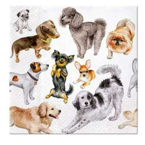 20 db-os kutyás papír szalvéta, 33x33 cm