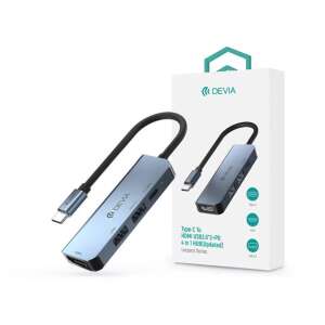 DEVIA ST384899 Адаптер USB тип C към HDMI USB 3.0 Hub, 4 в 1 Hub, серия Leopard, Сив - Devia