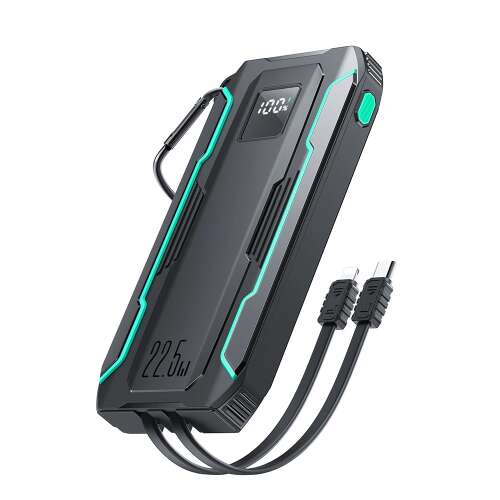 Powerbanka Joyroom JR-L017 10000mAh 22,5W so vstavaným USB-C, Lightning káble čierne