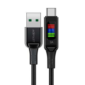 Acefast C7-04 USB-A auf USB-C Kabel mit LED-Anzeige, 60W, 1,2m, schwarz - ACEFAST