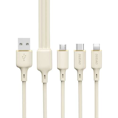 Kábel Dudao L7SE 3 v 1 so všetkými tromi konektormi: Type-C, Lightning a microUSB