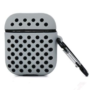 Beline Sport Cover AirPods 1/2-höz, fehér-fekete szilikon védőtok karabinerrel - Beline