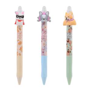 Nebulo Erasable Pen with Dog Topper, Blue, Pink, Yellow - Pen & Pencil