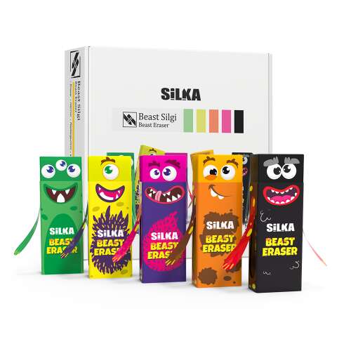 Silka Beast Eraser, 5 db-os szett, különböző szörnyekkel, ceruzához