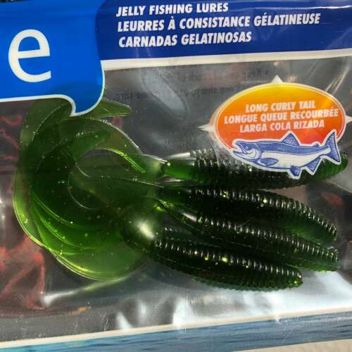 Zide Jelly Fishing Lures, zöld gumicsali, hosszú göndör farok, 4 db-os csomag - Gumicsali és twister