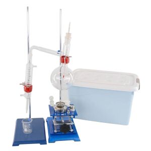 Aparat de distilare cu sticlărie, suport și arzător cu alcool - Jocuri stiintifice si exploratori