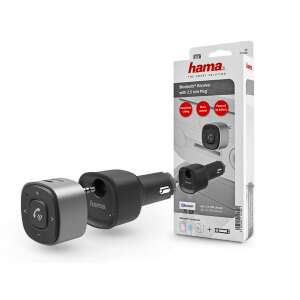 HAMA Bluetooth audio vevőegység autókhoz, 3,5 mm-es csatlakozóval, USB töltéssel- HAMA Bluetooth Receiver with 3.5 mm Plug - fekete/ezüst 96683890
