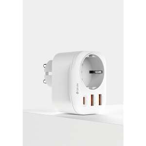 Devia Smart Series 2A+C PD 20W Auto Power Socket - Бял, EU щепсел, 2 USB-A, 1 USB-C, 400W - Devia