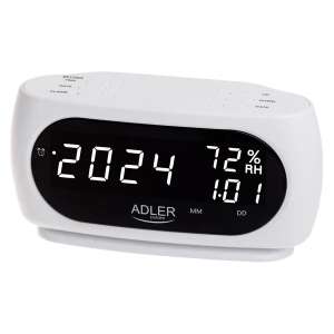 Adler AD 1186W digital alarm clock with date, time, humidity and temperature display - Adler