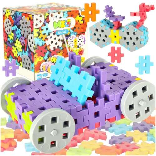 MELI Constructor 200 piece waffle blocks set, car model example