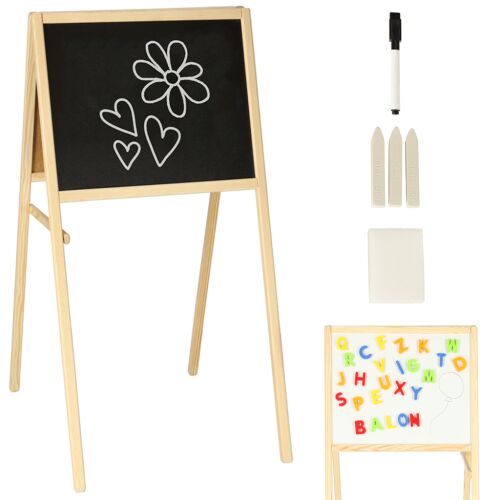 Magnetic double-sided chalkboard set with letters, chalk, and marker