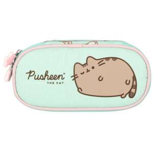 Pusheen the Cat mint green pencil case with zipper, closed, showing the Pusheen cat design - Pencil Case