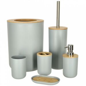 Ikonka 6-Piece Grey and Brown Bathroom Accessory Set - Other bathroom accessory