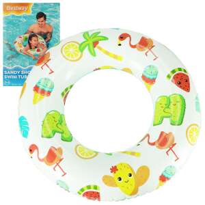 Bestway Sandy Shore Swim Tube inflatable ring for kids with cactus, flamingo, watermelon, lemon and ice cream print - Bestway Kids' Swim Ring
