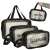 Black 3-piece travel wash bag set, waterproof, with clear window, zipper closure