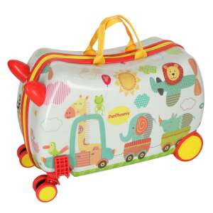 Ikonka kids animal print rolling suitcase, angled view - Kids' Suitcase
