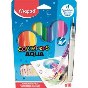 Sada akvarelových fixiek MAPED Color`Peps Aqua, 10 farieb, s vodným štetcom - Maped