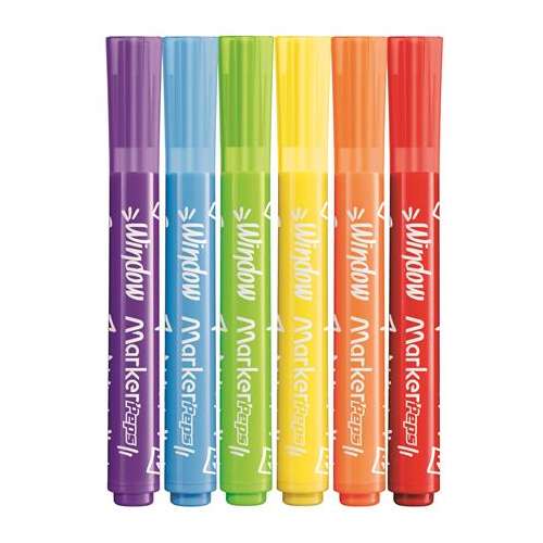 MAPED Fenstermarker Peps Set, 6 Stück, abwaschbar, 5 mm, verschiedene Farben