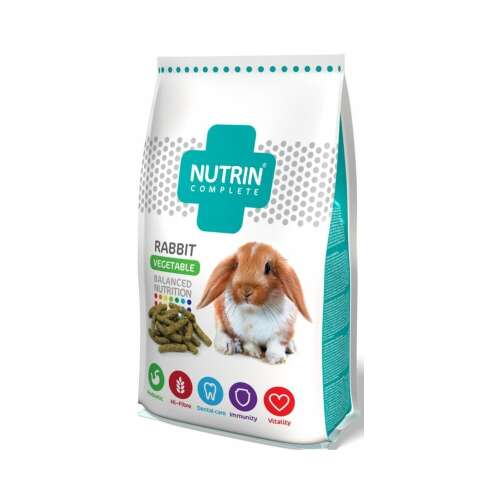 Nutrin Complete Nyúleledel Zöldség, 400g-os csomag kiegyensúlyozott nyúl táp prebiotikumokkal, az egészséges emésztésért és immunitásért