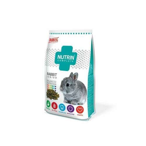 Nutrin Complete Junior Nyúleledel, 400g-os csomag, kiegyensúlyozott táplálék fiatal nyulak számára
