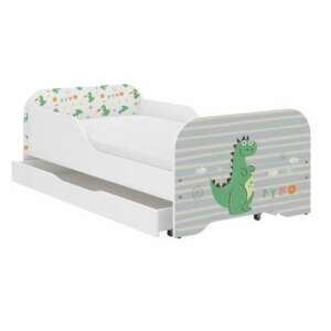 WoodenToys MIKI children's bed with dinosaur print, 140x70cm mattress and linen drawer - Nonbrand Youth Bed