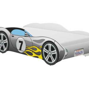 Corvette race car bed frame, grey with yellow flames, for kids - Nonbrand Youth Bed