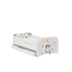 WoodenToys MIKI toddler bed with cat design, 140x70cm, white, with free mattress - Nonbrand Youth Bed
