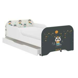 WoodenToys MIKI toddler bed with raccoon print, 160x80cm, with drawer and mattress - Nonbrand Youth Bed