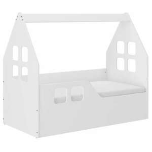 Pat pentru copii în formă de cabină alb cu ferestre, HAZIKÓ 140x70cm - Nonbrand Paturi pentru tineri