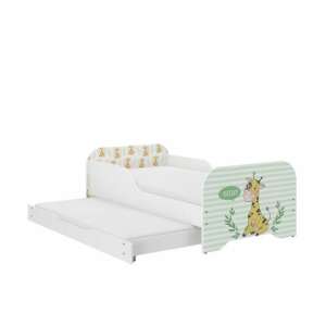 MIKI Children's Bed with 160x80cm Mattress and Built-in Linen Storage, including 140x70cm Mattress - Giraffe 99343052 - Nonbrand Youth Bed