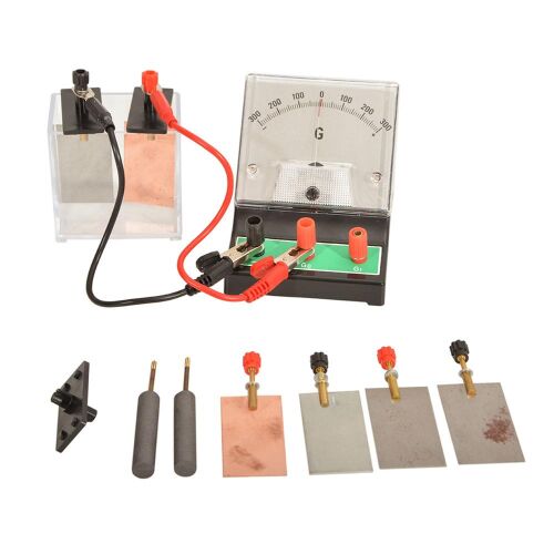 Elektrokémiai cellaszerkezet-készlet galvanométerrel, elektródákkal (réz, cink, vas, szén), elektrokémiai cella beállítás tudományos kísérletekhez - Tudományos és felfedező játék