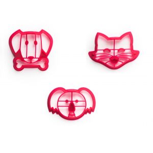 Ibili 3-teiliges rosa Silikon Pfannkuchenform Set - Koala-, Katzen- und Hundeformen - Backformen