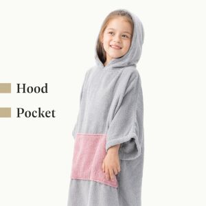 Homelevel szürke és rózsaszín kapucnis gyerek poncsó 6-9 éveseknek - Homelevel