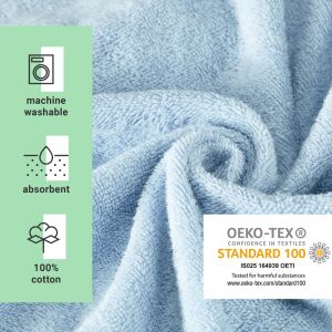 Poncho de baie Homelevel albastru din bumbac organic, detaliu material: lavabil la mașină, absorbant, 100% bumbac, certificat OEKO-TEX - Prosoape de baie, prosoape și prosop de uscare