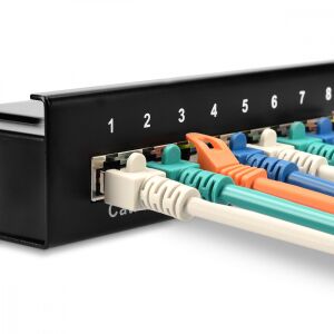 Panou de patch-uri Kwmobile Cat6 cu 8 porturi cu cabluri conectate - Panouri de corecție