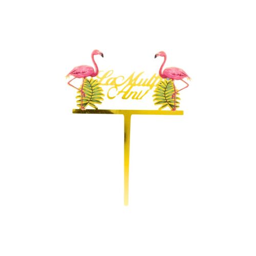 Flamingós Boldog Születésnapot tortadísz